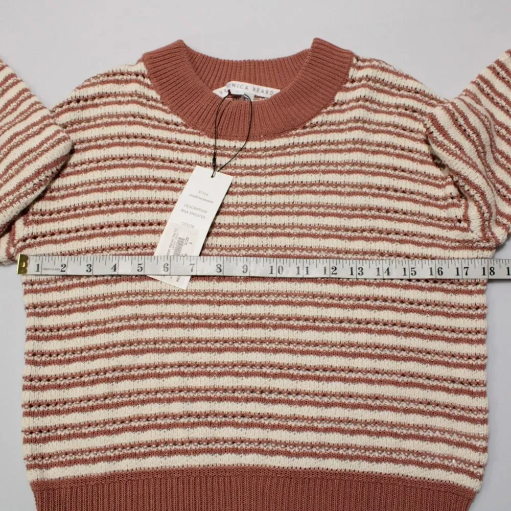 Veronica Beard NWT Bisa Striped Sweater Size Small in White/Mauve Cotton Blend - Picture 5 of 9